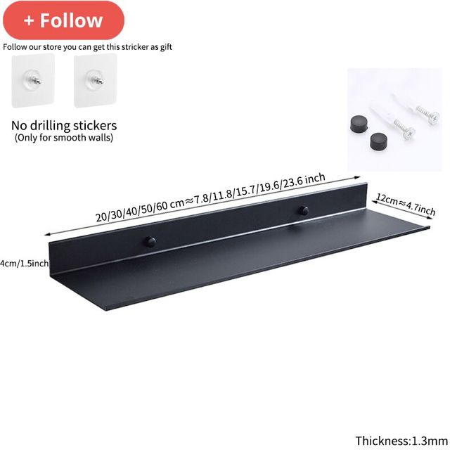 Black Bathroom Shelf No Drill 30/40/50 cm Wall Shelves Shower