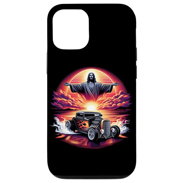 iPhone 13 Classic Hot Rod with Jesus Sunset Graphic Smartphone Case