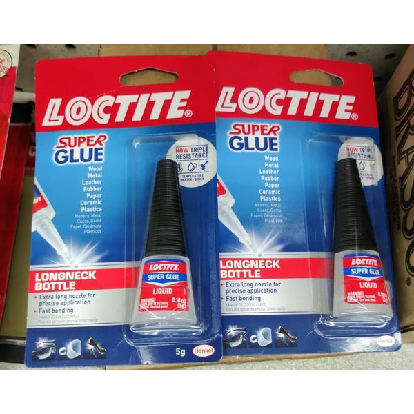 2 LOCTITE 5g Super Glue Longneck PRECISION TIP Multi Purp NO DRIP Clear Adhesive