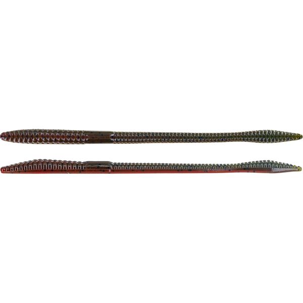 Big Bite Baits 6" Finesse Worm/Green Pumpkin Texas RED (10 Pack)