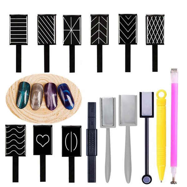 LAEMALLS 15pcs Double Head Cat Eye Gel Strip Magnet Stick, 3D Magnetic Cats Eyes Polish, Nail Art Decor Magnetic Tools for DIY and Salon#1 (#8)