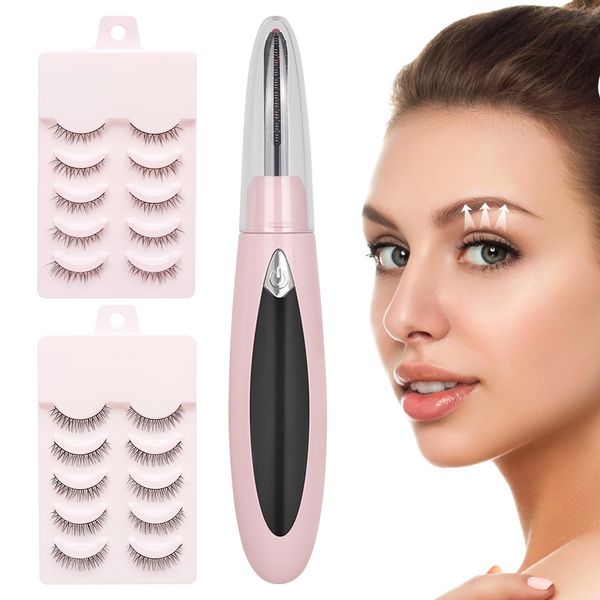 ExcellaElite Heated Eyelash Curler,1 Pcs Eyelash Curler Heated Electric Eyelash Curler 24-Hour Long-Lasting Fast and Natural Heating Eyelash Curler Suitable for Eye Beauty Makeup (Pink with Eyelashes)