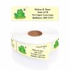 Frog on a Lily Pad Designer Rolled Address Labels with Elegant Plastic Dispenser