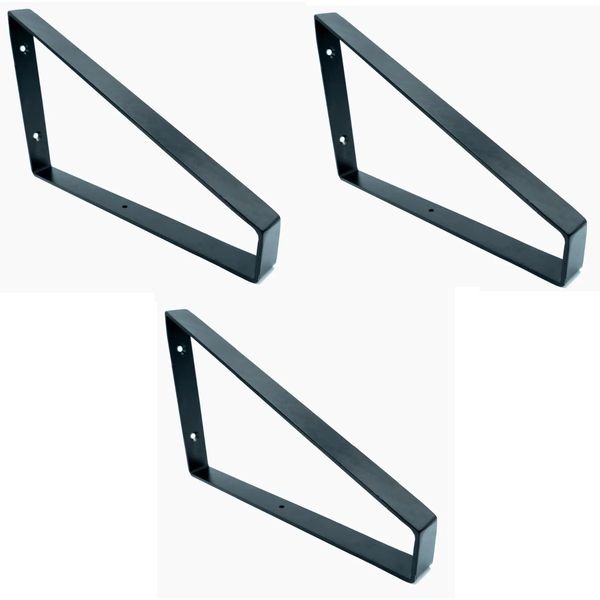 3 HARDWOOD REFLECTIONS 12 in. Triangle Shaped Steel Shelf Bracket Black (7B)