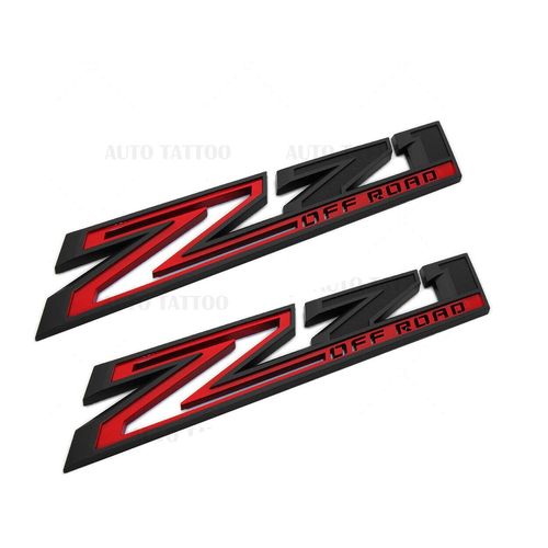 2Pc 2019-2022 Z71 Off Road Emblem Fender Letter Logo Sport 3D Badge Sticker Decal 84632695 Replacement for Silverado 1500 HD 2500 HD 3500 HD (Black Red)