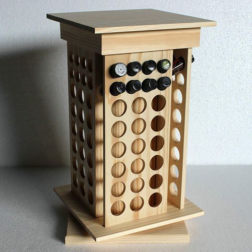 DYRABREST Rotatable Essential Oil Rack Organizer,Natural Wooden Essential Oil Storage Display with104 Holes,Essential Oil Holder Wood for Cosmetics,Essential Oil