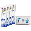 Dove Beauty Moisture Drying Moisturizing Facial Cleanser, 4.6 oz (130 g) x 4, Bonus Included, White Floral Scent