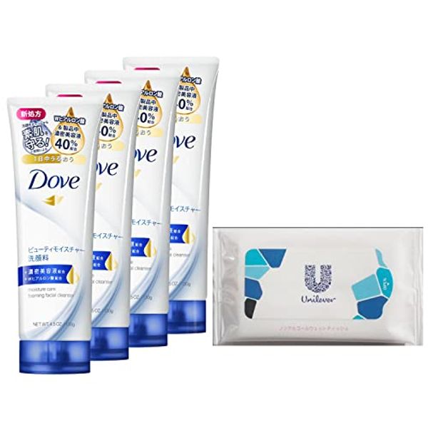 Dove Beauty Moisture Drying Moisturizing Facial Cleanser, 4.6 oz (130 g) x 4, Bonus Included, White Floral Scent