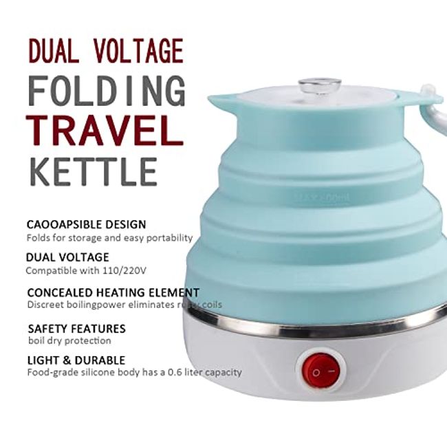 Small Electric Kettle Stainless Steel, 0.6L Portable Travel Kettle