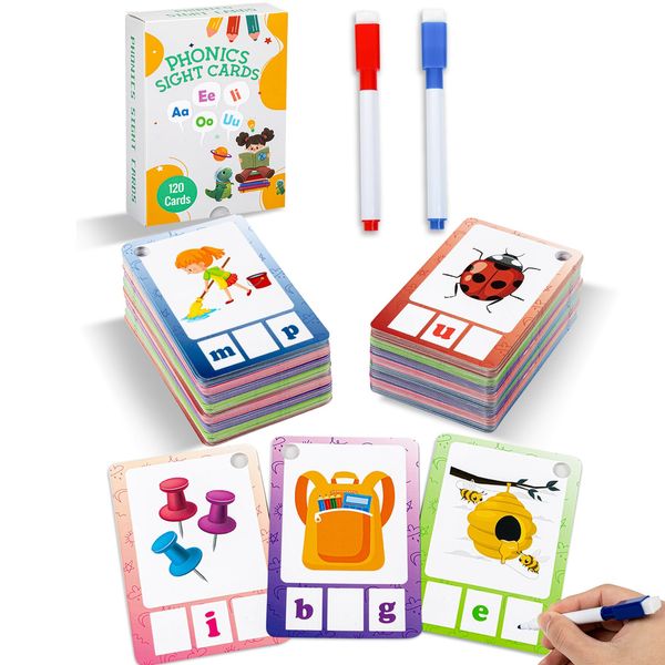 Alened Phonics Sight Words and Spelling Games, Phonics Game Pad for Kids Ages 4-6, CVC Word Writing Activities, Preschool to Kindergarten Educational Toys, Learn to Read for Toddlers 3-6 Years Old