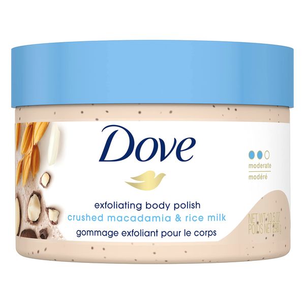 DOVE BODY WASH Dove Exfoliating Body Polish Body Scrub, Macadamia & Rice Milk, 10.5 Oz