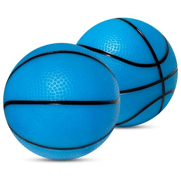 Botabee 5-Inch Glow in The Dark Small Basketball - 2 Pack Exciting Glowing Basketball Toys for Mini Hoops - Soft and Lightweight for Kids - Durable PVC Bouncy Balls - Easy-Grip Design - Blue