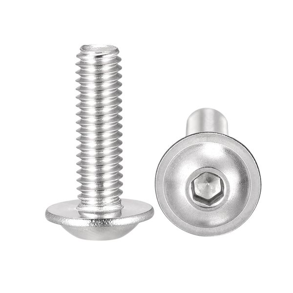 uxcell Flanged Button Head Screw, Socket Cap Screw, Fastener Bolt, Full Thread, Machine Screw, Hex Socket Screw M4 x 14 mm, 304 Stainless Steel, 50 Pieces