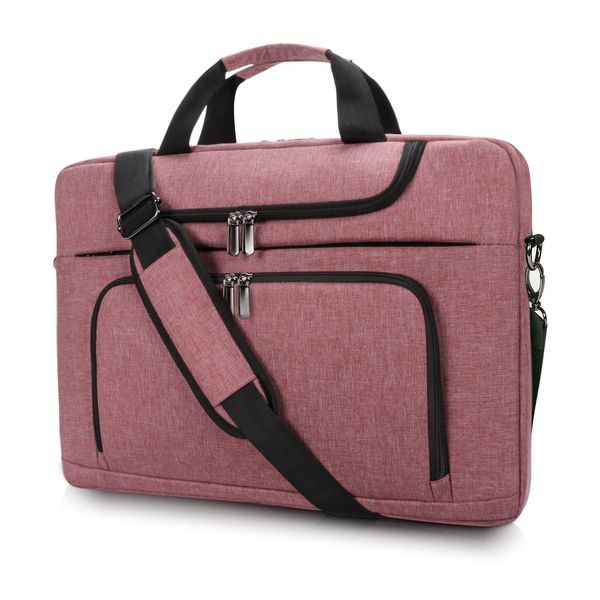 BERTASCHE Laptop Bag 17.3 inch for Women Computer Bag Laptop Case for Work Travel Business Briefcase w/Shoulder Strap,Rose Red