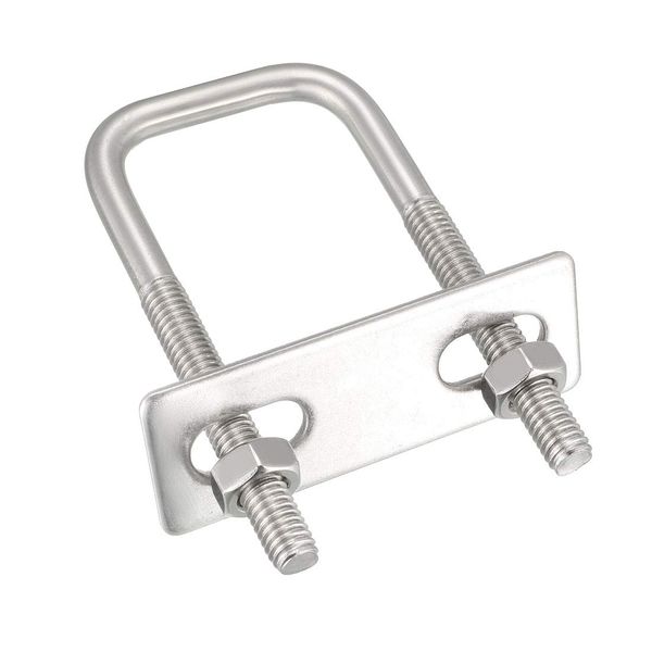 sourcing map Square u-bolts 2pcs 1.18"(30mm) Inner Width 70mm Length M6 304 Stainless Steel U Bolt with Nuts Frame for Boat Trailer