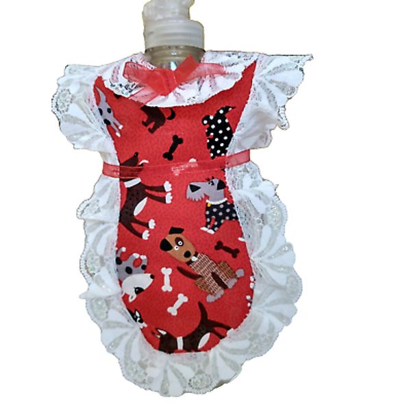 Dog and Bone Print Apron Cover-up for Dish Soap Pancake Syrup Catsup Bottle Gift