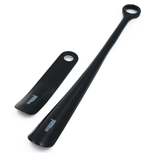 Panoware Set of 2, Extra Long Handle Shoe Horn and Travel Shoe Horn, Black