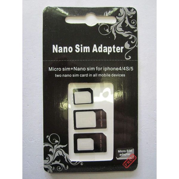Replacement for Micro + Nano Sim Card Adaptor Conversion Kit for Apple Iphone 4 /4S /5 /5S /6