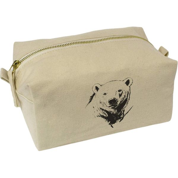 'Polar Bear Portrait' Canvas Wash Bag/Makeup Case (CS00042366)