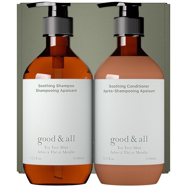 Good&All Shampoo & Conditioner Set für Trockene, Juckende Kopfhaut mit Teebaumöl, Pfefferminze - Sulfatfrei, Silikonfrei, Parabenfrei - 400ml