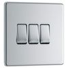 BG Electrical Screwless Flatplate Triple Light Switch