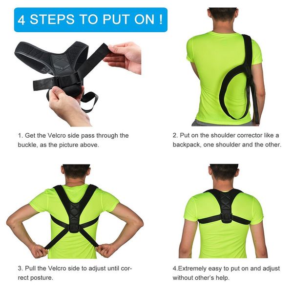 Posture Corrector for Men and Women, Comfortable Upper Back Brace Straightener Spinal Support Providing Pain Relief from Neck, Back & Shoulder, Black, 25 x 17 x 2.45 cm