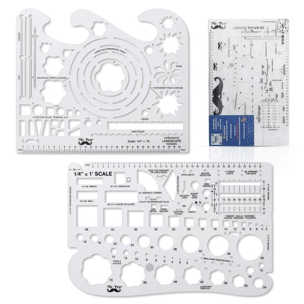 Mr. Pen- Landscape Templates, Architectural Templates, Drafting Tools, Landscaping Tools, Landscape Design Template, Drafting Ruler Shapes, Drawing Stencils