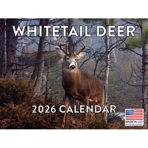 Whitetail Deer Calendar 2026 White Tail Hunting Monthly Wall Calender 12 Month | American Made In The USA