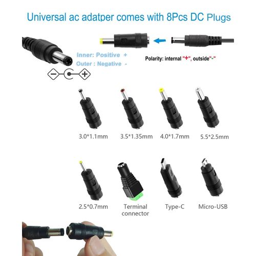5V 1A 10ft Long Power Supply Adapter AC 100V-240V to DC 5 Volt 1Amp 0.5A Replacement Power Cord for Security Camera Baby Monitor USB Type C with 8TIPS (10ft Extension Power Cable)