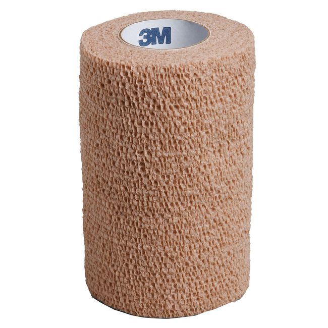 3M Coban Self-Adherent Cohesive Bandage Wrap 1584 Tan 4" X 5 Yds Box of 18