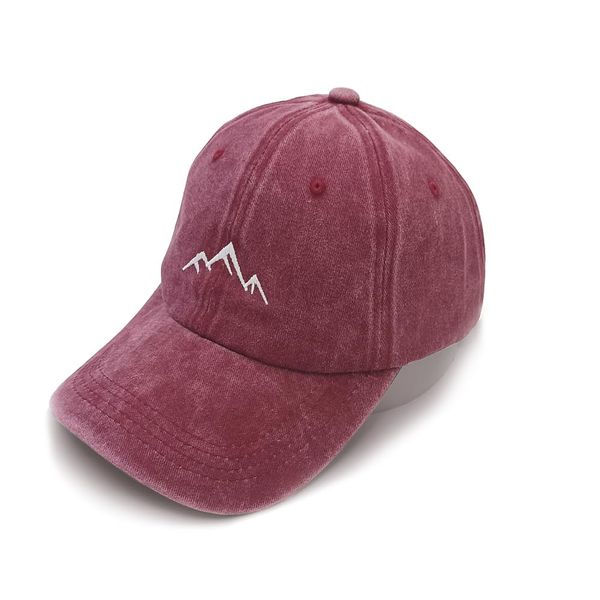 YULOONG Vintage Baseball Cap Mens Berggipfel Peak Stickerei Baseball Hüte Klassische Gewaschene Baumwolle Dad Cap Frauen Outdoor Sport Cap Einstellbar Rot