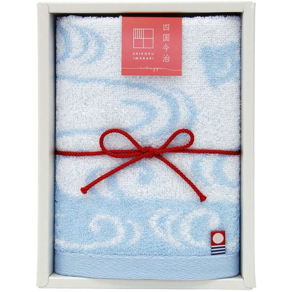 Hayashi GI052301 Towel Gift Shikoku Imabari Hadori Chidori Wash Towel, 1 Piece Set, Made in Japan, 13.4 x 13.8 inches (34 x 35 cm), Blue