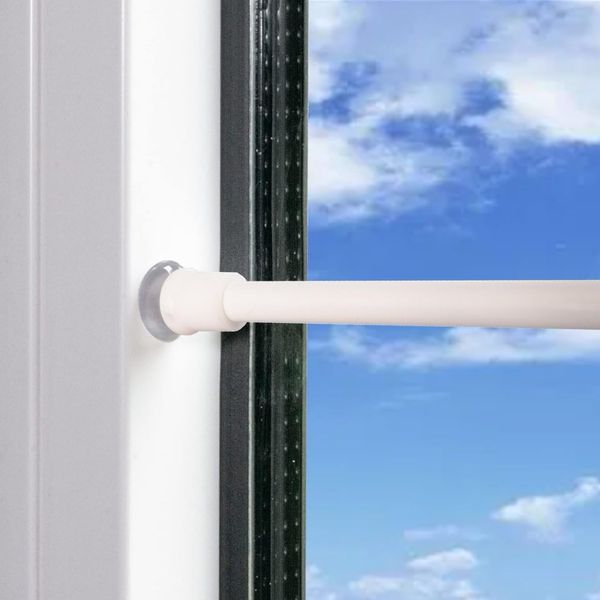 2 Stücks Klemmstange Für Gardinen, Spannstange Ohne Bohren, Gardinenstange Ausziehbar Teleskopstange Zum Klemmen, für Vorhänge Schränke DIY-Regal - Weiß (55-86CM)