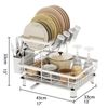 Large Dish Drying Rack Kitchen Shelf w/ Drainage Knife Fork Utensil Cup Holders