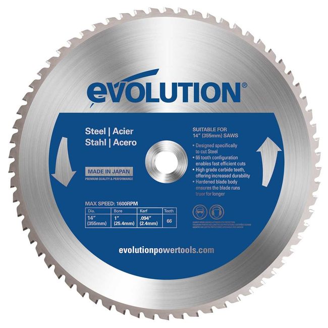 Evolution Power Tools 14BLADEST Steel Cutting Saw Blade, 14-Inch x 66-Tooth , Blue
