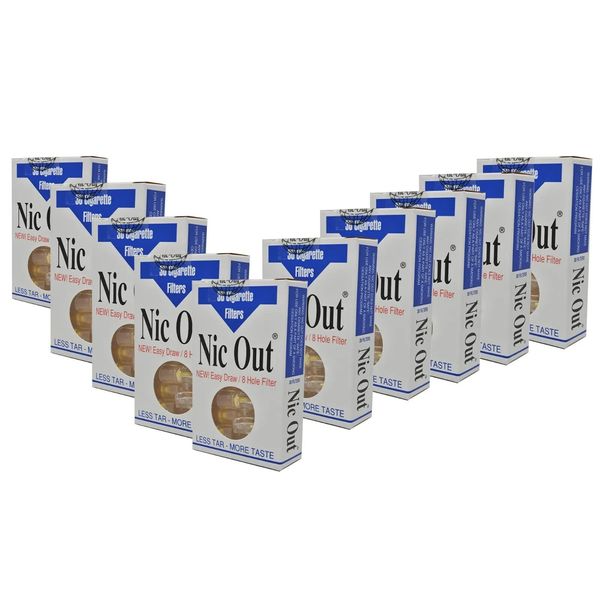 NicOut Cigarette Filters 10 Packs (300 filters) Easy draw / 8-Hole FREE SHIPPING