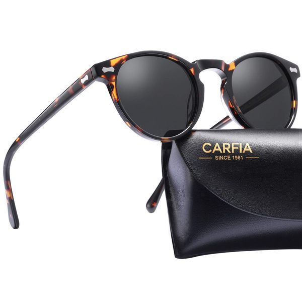 CARFIA Vintage Polarized Sunglasses for Men UV400 Protection Retro Fashion Eyewear Hand-crafted Acetate Frame CA5288L