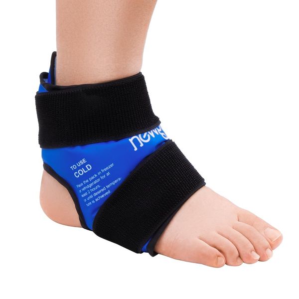 NEWGO Ankle Ice Pack for Swelling, Reusable Gel Ice Pack for Foot Ankle Heel, Hot Cold Compress Therapy for Achilles Tendonitis, Sprained Ankles (Dark Blue)