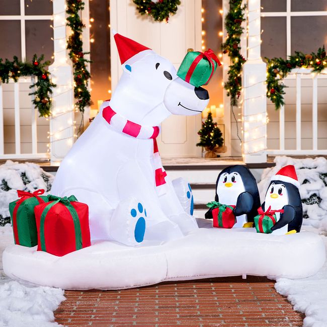 Joiedomi 6 FT Christmas Inflatable Polar Bear & Penguins with Build-in LEDs, Blow Up Inflatables for Christmas Party Indoor, Outdoor, Yard, Garden, Lawn Décor, Holiday Season Decorations