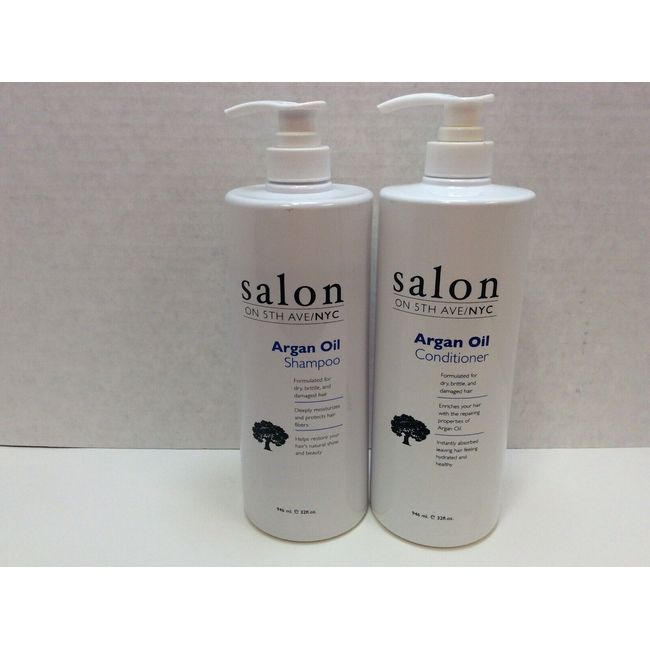 Salon on 5th Ave NYC Argan Oil Shampoo & Conditioner For Dry Damaged Hair 32 oz