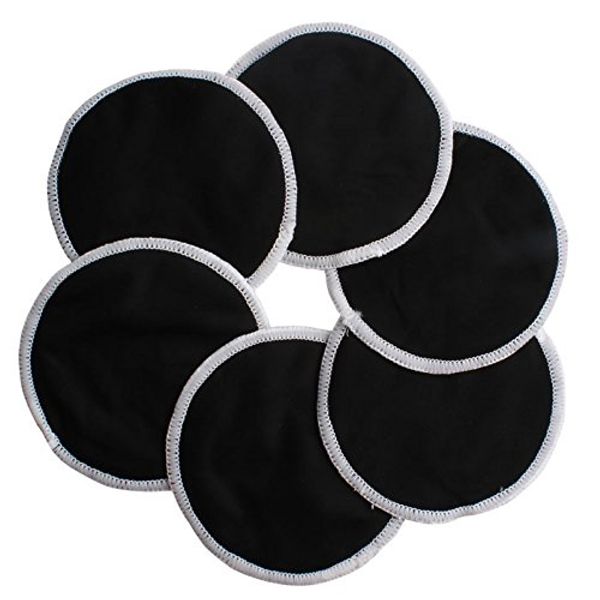 Ana Wiz Washable Natural Bamboo Breast Pads (Pack of 6, Black)