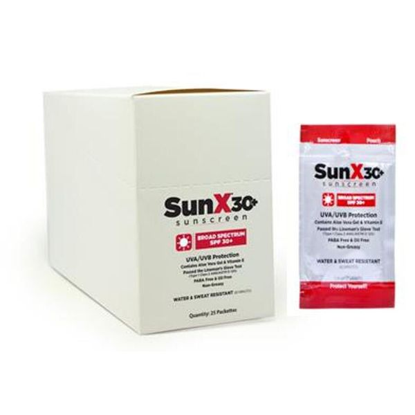 SUNX SPF30+ Sunscreen Lotion Packs  25/box - Coretex MFG. -  71430