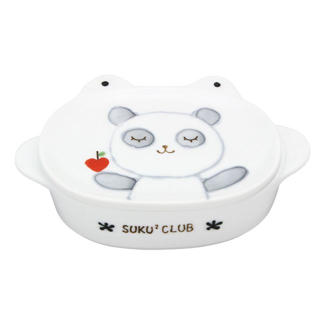 Hasamiyaki 31014 Shigeyama Pottery Lunch Box, Panda-san,Gray