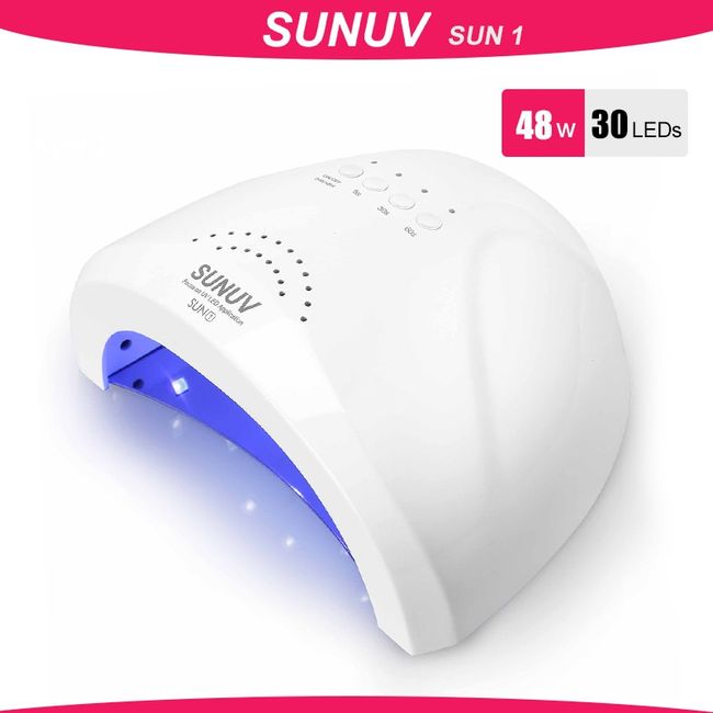 UV LED Nail Lamp, SUNUV Gel Nail Light for Nail Polish 48W UV Dryer with 3  Timers SUNone