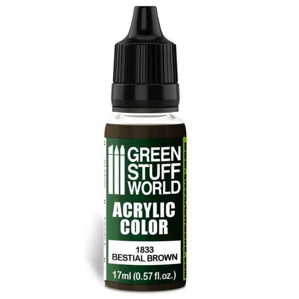 Green Stuff World Acrylic Pints | Modeling Colours 17ml Dropper (Bestial Brown)