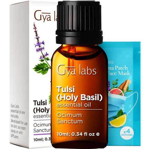 Gya Labs Holy Basil (Tulsi) Essential Oil - 0.34 Fl Oz - 100% Pure Natural Holy Basil Oil for Diffuser & Candle Making Scent