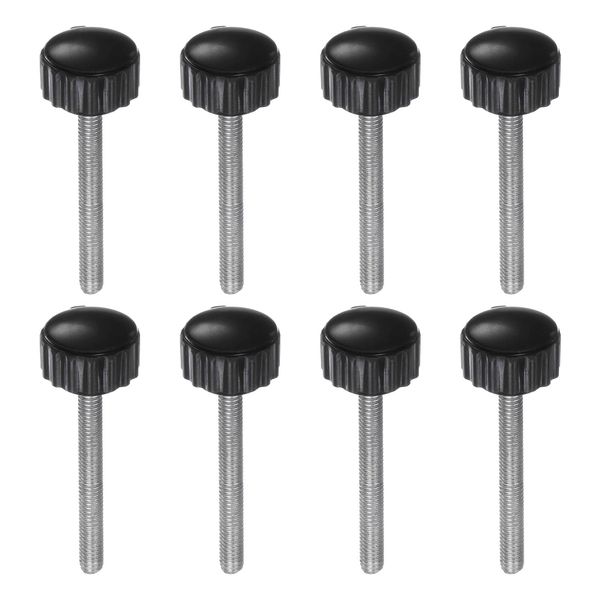 sourcing map 8pcs Knurled Knobs M4 x 40mm Male Thread 16mm Head Grip Plastic Metric Clamping Knobs Handles Thumb Screws with Threaded Stud, Black