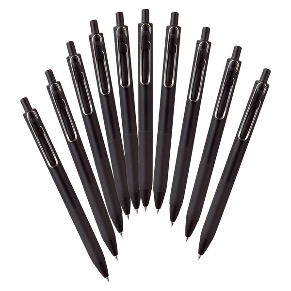 Mitsubishi Pencil UMNS05BK.24 Uni-Ball One Gel Ballpoint Pen, 0.5, Black, Black Axis, 10 Pens