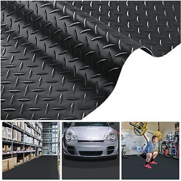 Garage Floor Mat Roll Diamond Anti-Slip Floor Runner Cover Trailer PVC 13x5 Ft