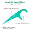 FAMILIFE Floss Picks Mint Dental Floss Picks with 4 Travel Handy Cases 240 Count Flossers